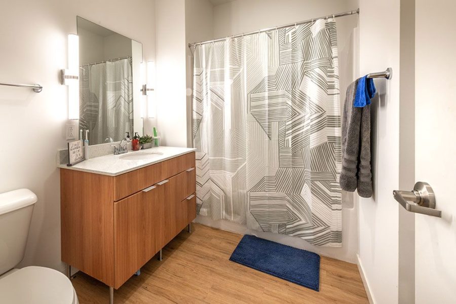 example bathroom at 212 east student apartments
