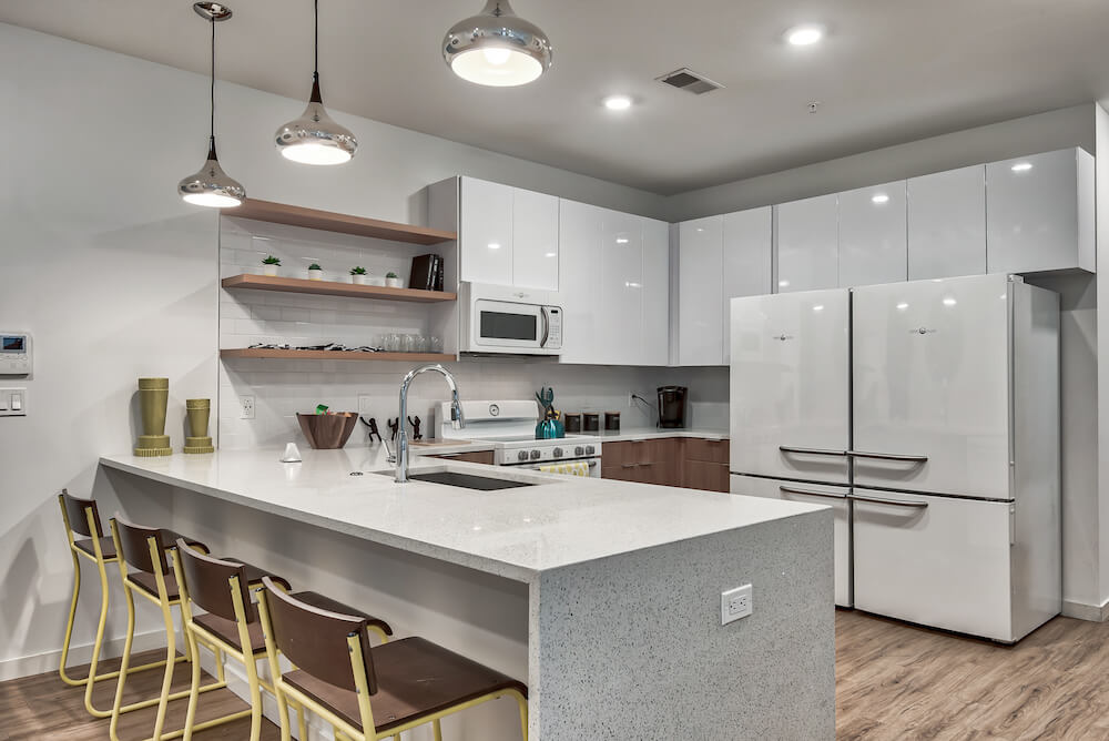 example kitchen at 212 east student apartments