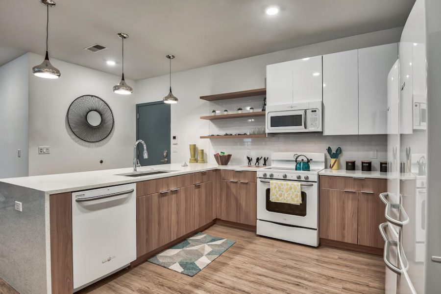 example kitchen at 212 east's apartments